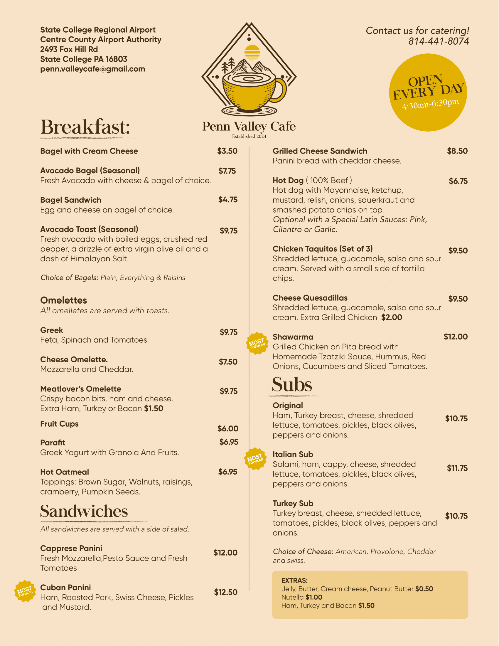 Penn Valley Cafe Menu FEB 3 2 1 v2